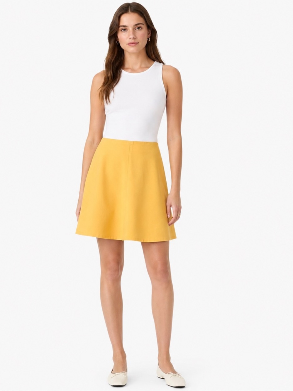 LOFT Scuba Knit A-Line Skater Skirt Marigold Yellow XS NEW Preppy